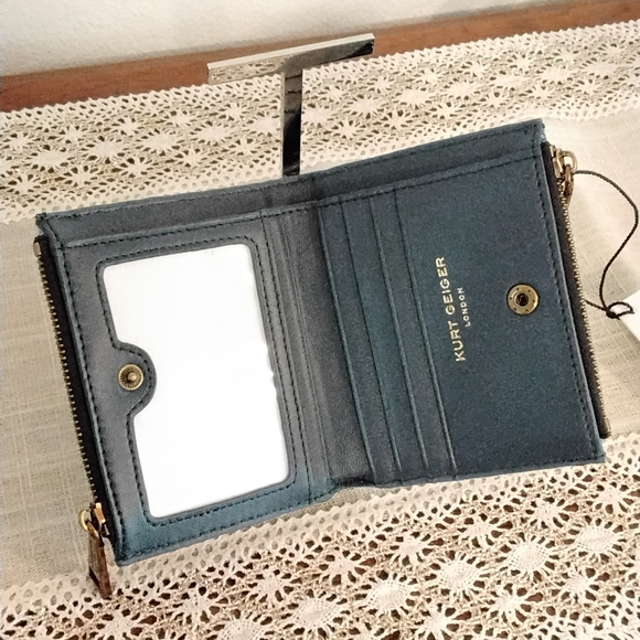 Kurt Geiger Blue Woven Denim Zip Wallet - Picture 5 of 10